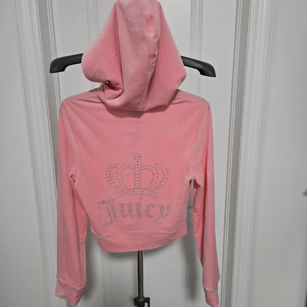 Juicy Couture Flamingo Velour Zip-Up Hoodie And Pants Set